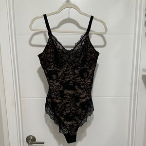 Pinsy Black Lace Bodysuit Shapewear- Women’s Intimate Lace Teddy